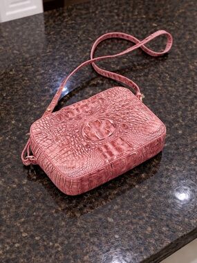 Brahmin Danica Pink Croc Embossed Leather Crossbody Shoulder Bag Melbourne